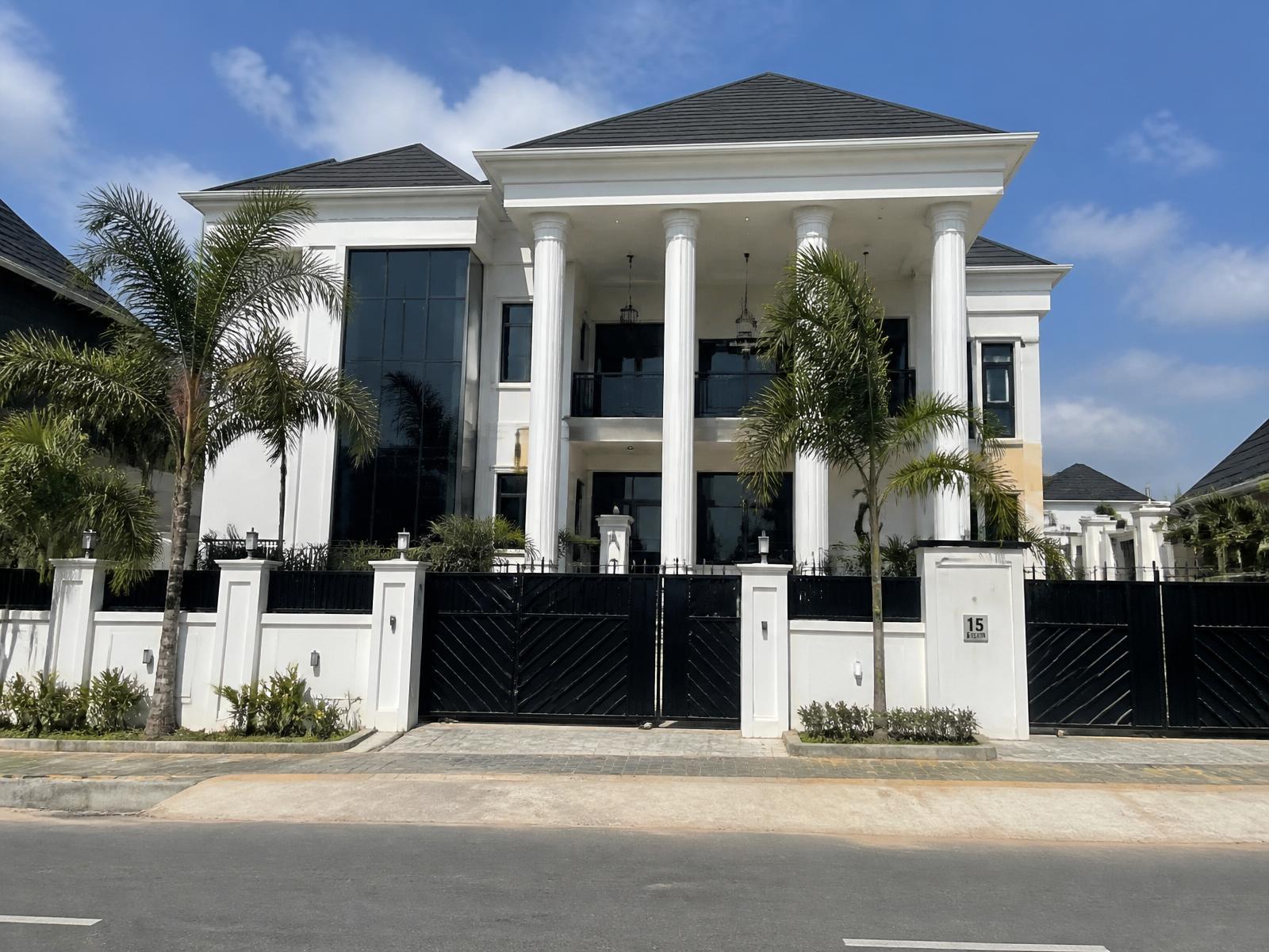 Luxury modern mansion at sunset in Lagos, Nigeria
